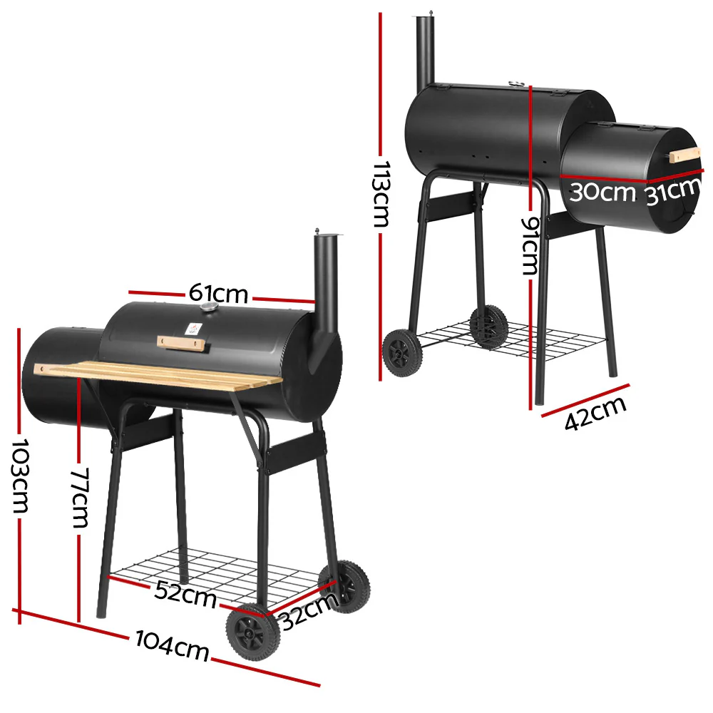 2-in-1 offset BBQ Smoker - Black - Nurns
