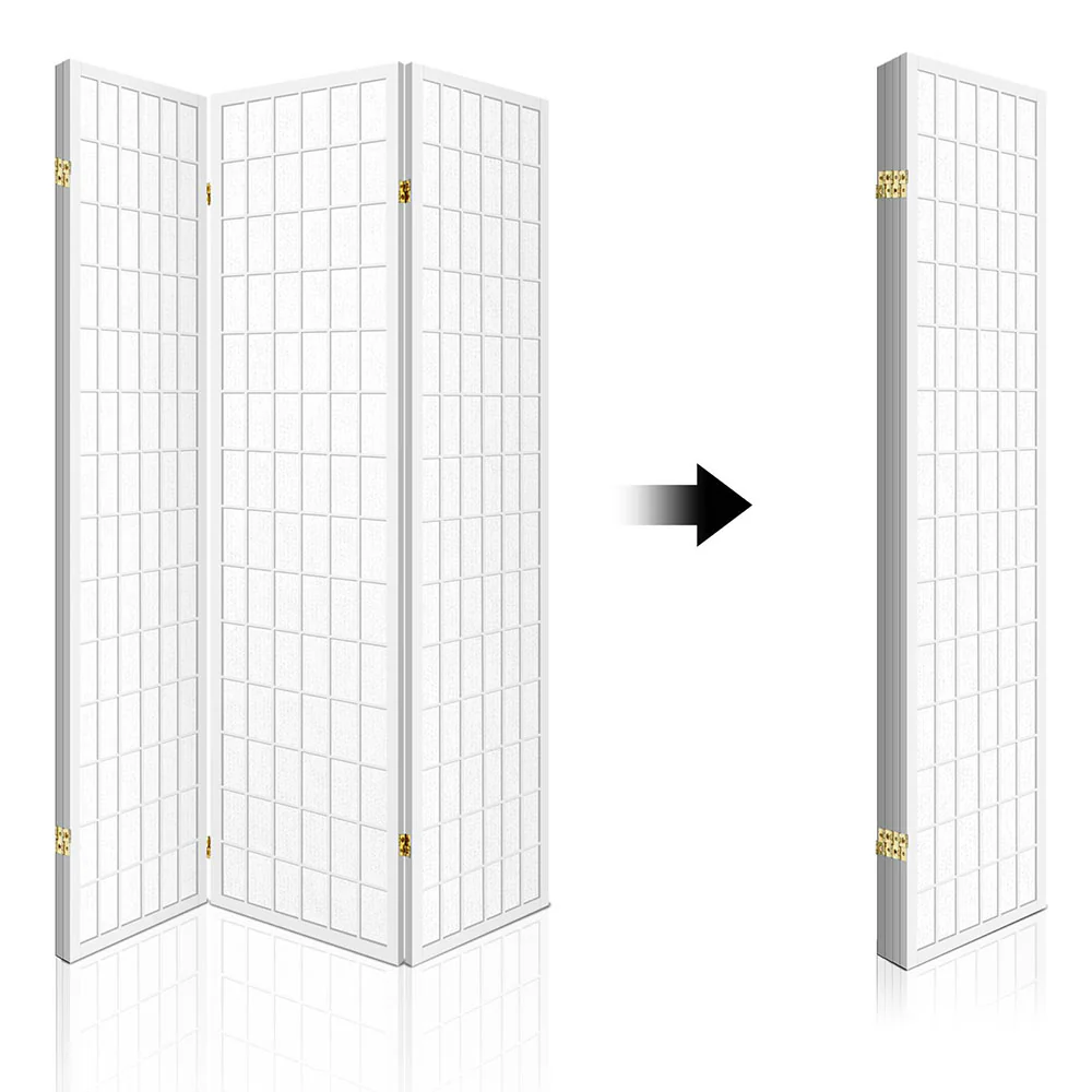 4 Panel Room Divider Screen 174x179cm - White - Nurns