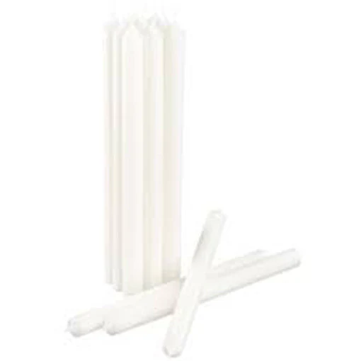 10 Pack White Wax 20cm Taper Church House Vigil Candlabra Candle 2CM WIDE - Nurns