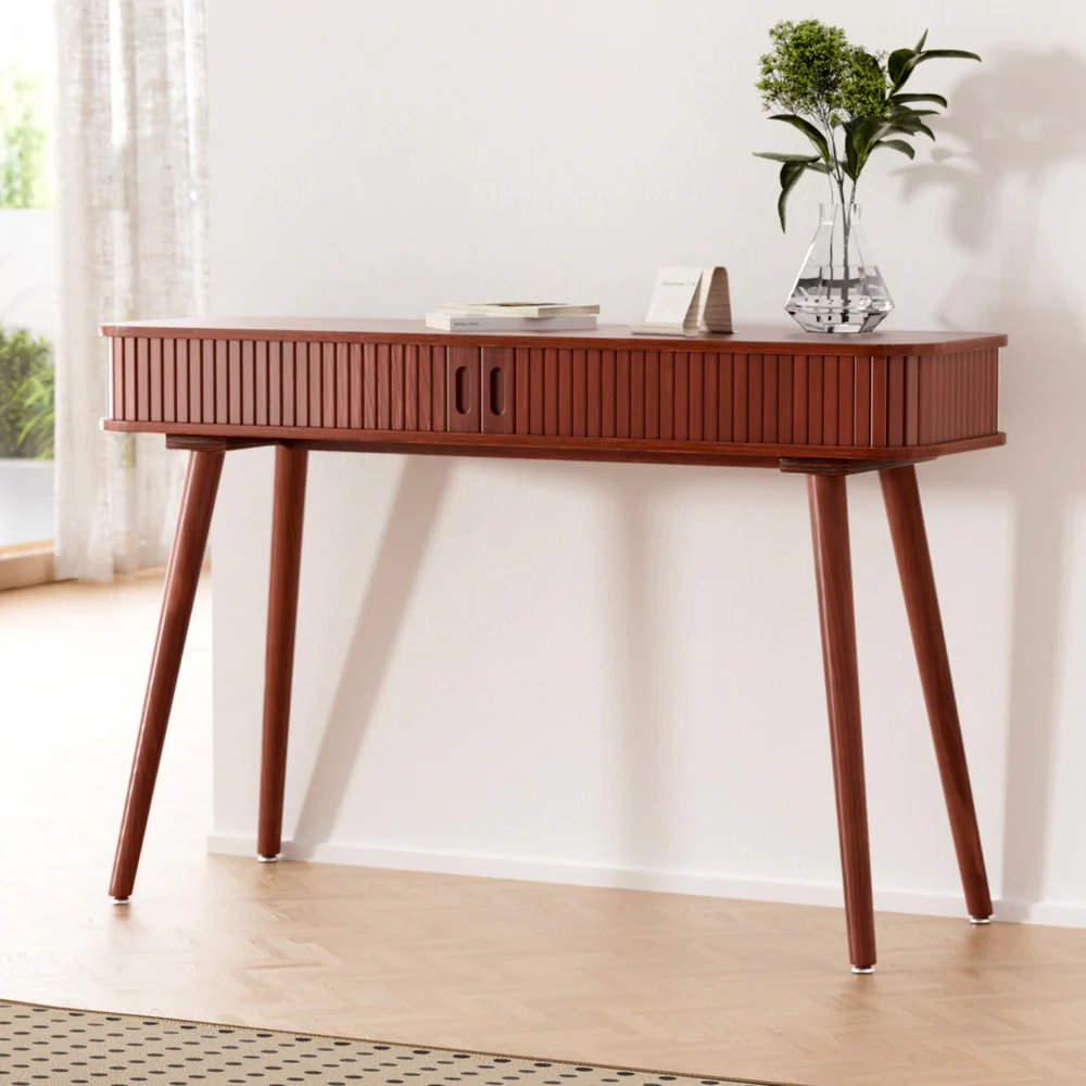 120cm Artiss Console Table 2 Drawers - Walnut - Nurns