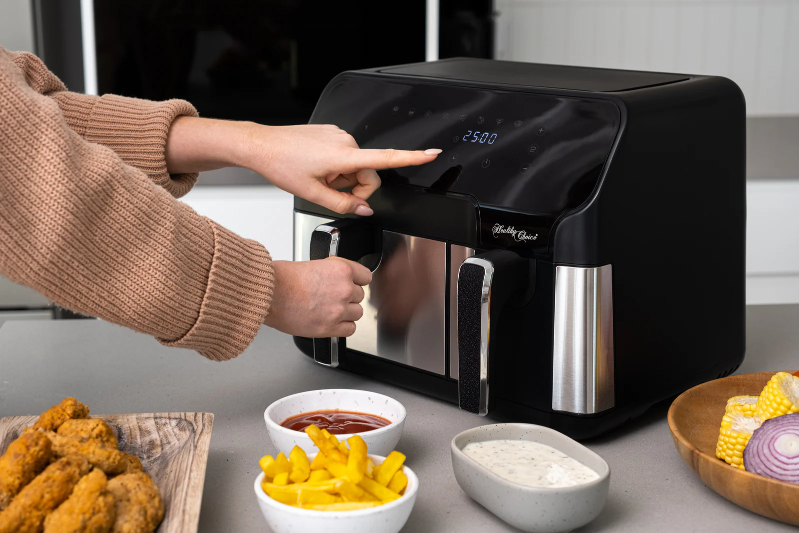 10L Digital Dual Zone Air Fryer with Dual Temperature Control - Nurns