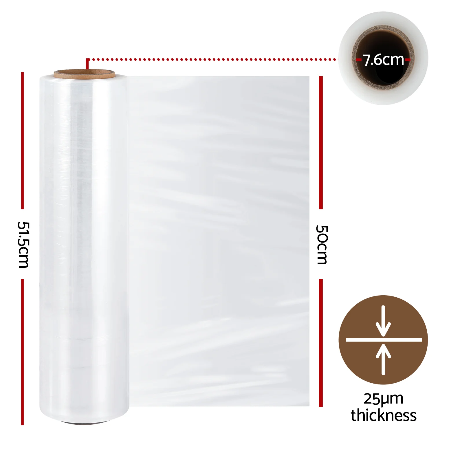 500mm x 400m Stretch Film Pallet Shrink Wrap 4 Rolls Package Use Plastic - Clear - Nurns