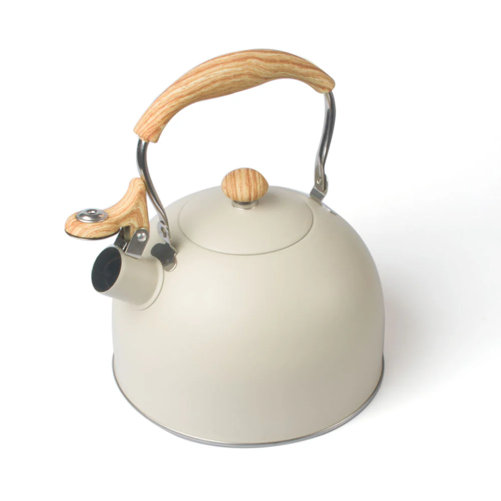 2.5 Liter Tea Whistling Kettle Stainless Steel Modern Whistling Tea Pot for Stovetop Cream - Nurns