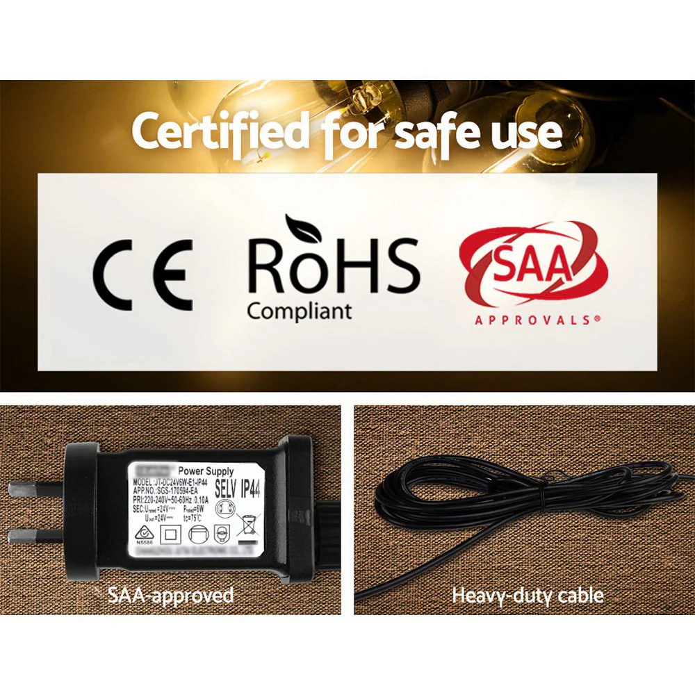 23m LED Festoon String Lights Christmas Decorations Wedding Party Outdoor Garden - Nurns