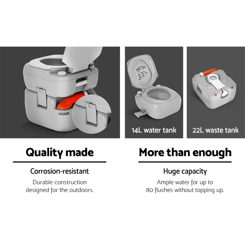 22L Portable Camping Toilet Outdoor Flush Potty Boating - Nurns