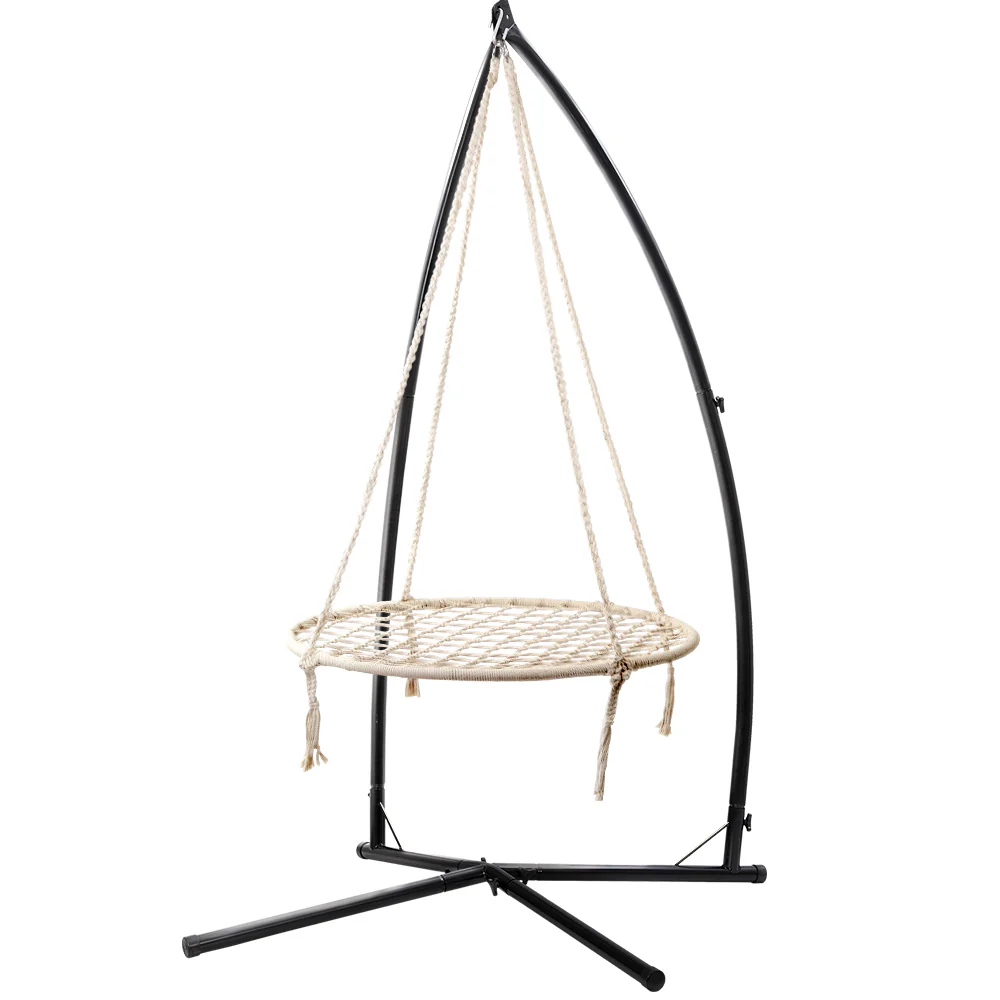 100cm Hammock Chair Nest Web Outdoor Swing with Steel Stand - Nurns
