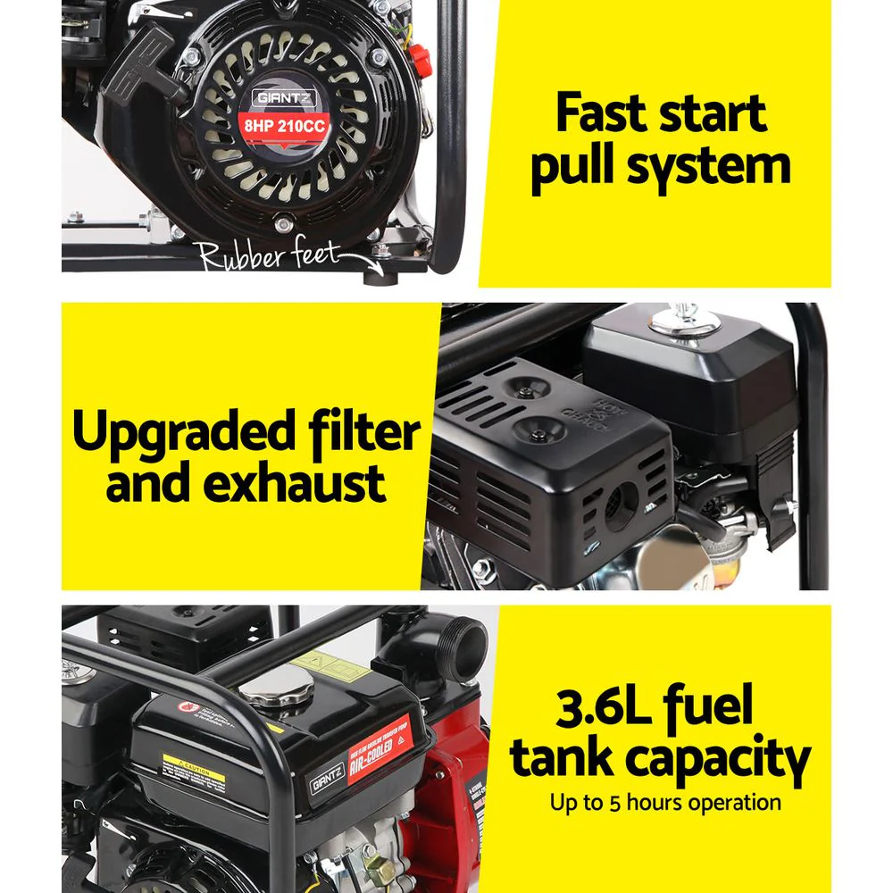 2inch High Flow Water Pump 210cc - Black & Red - Nurns