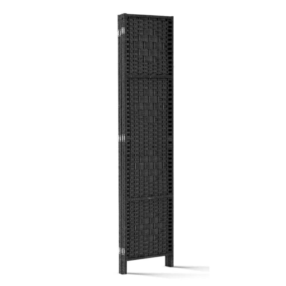 4 Panel Room Divider Screen 163x170cm Woven - Black - Nurns