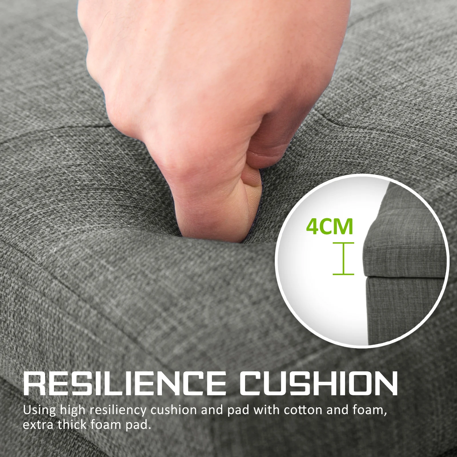 102cm Storage Ottoman Stool Fabric - Dark Grey - Nurns