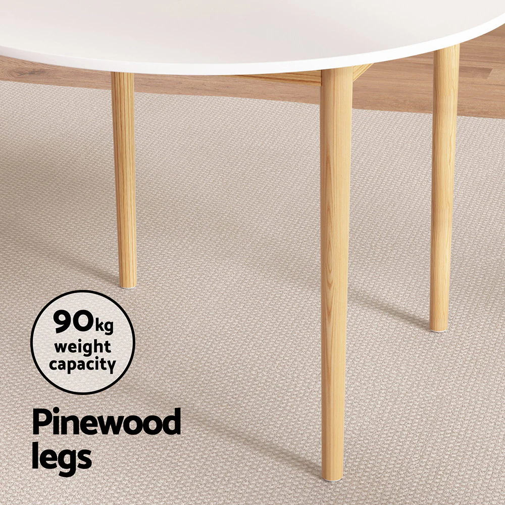 108cm Dining Table Round Diameter Demi - White - Nurns