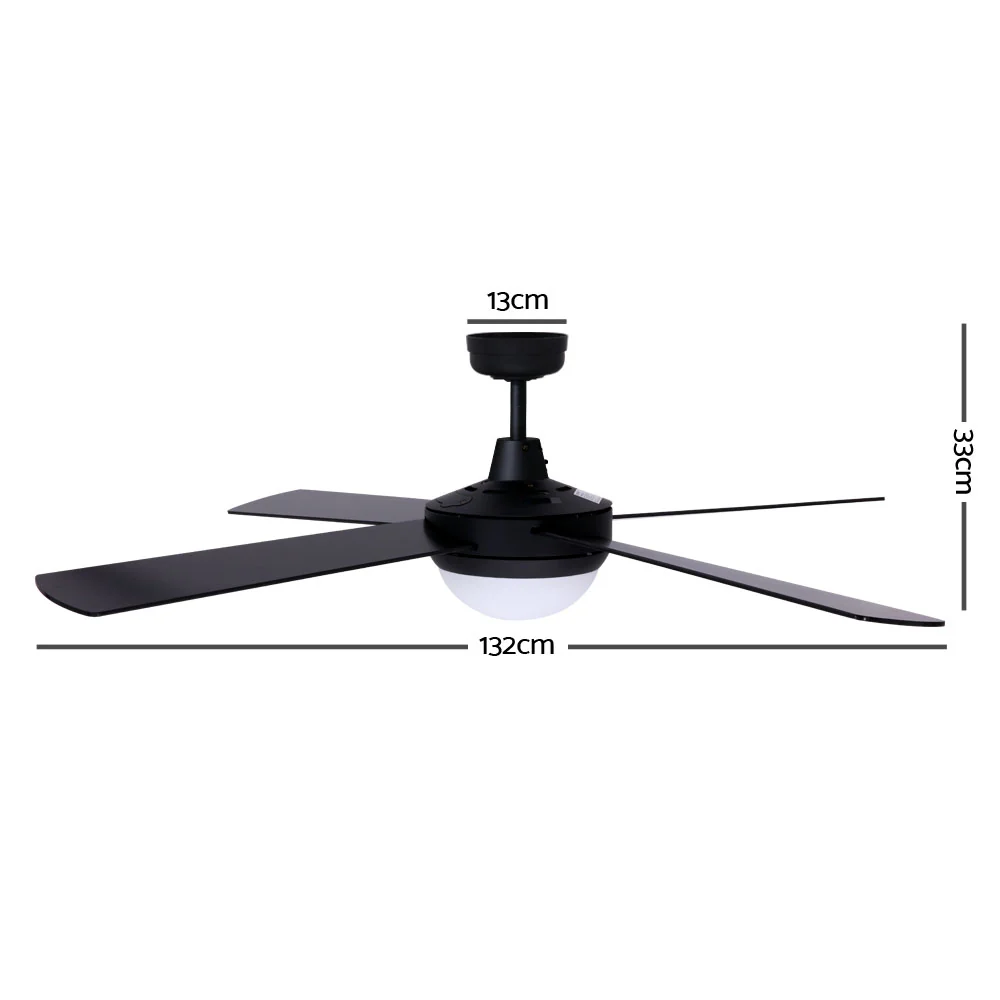 52'' Ceiling Fan w/Light w/Remote Timer - Black - Nurns