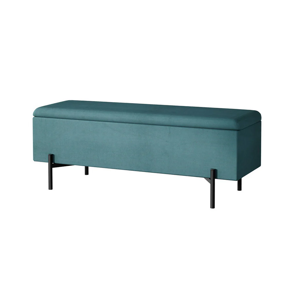 140cm Storage Ottoman Blanket Box Velvet - Green - Nurns