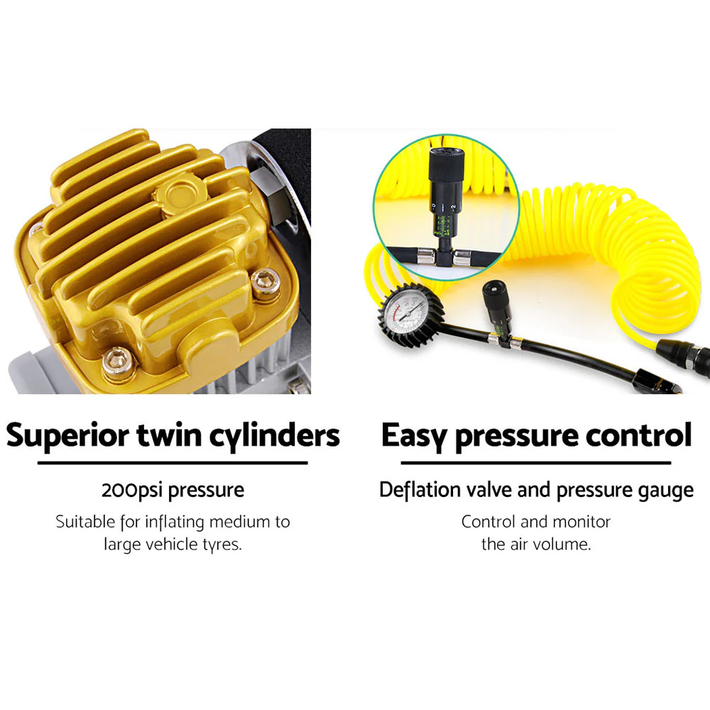 200L/min 12V Portable Air Compressor - Nurns