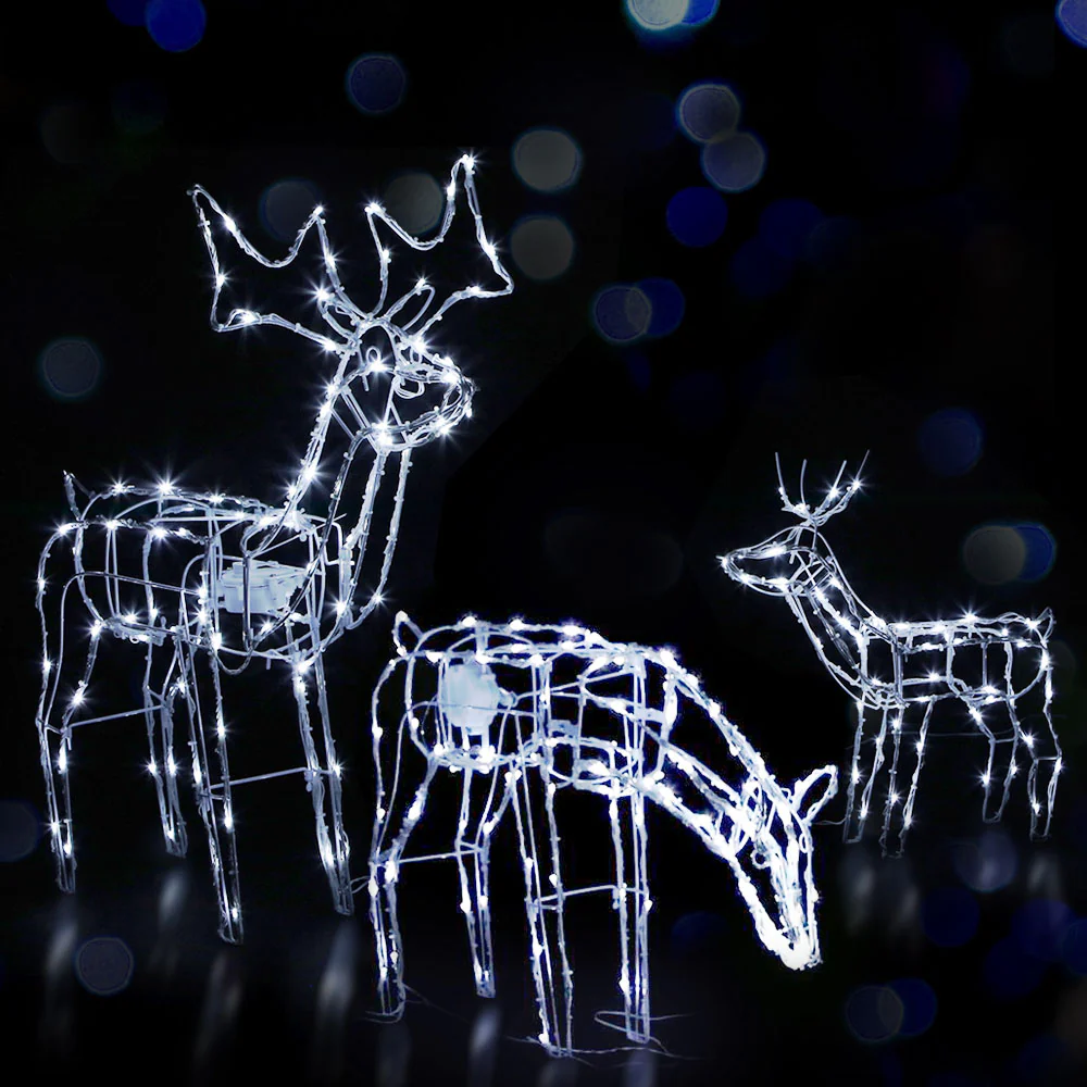 3-Pieces Christmas Lights Reindeers 250 LED Decorations - Nurns