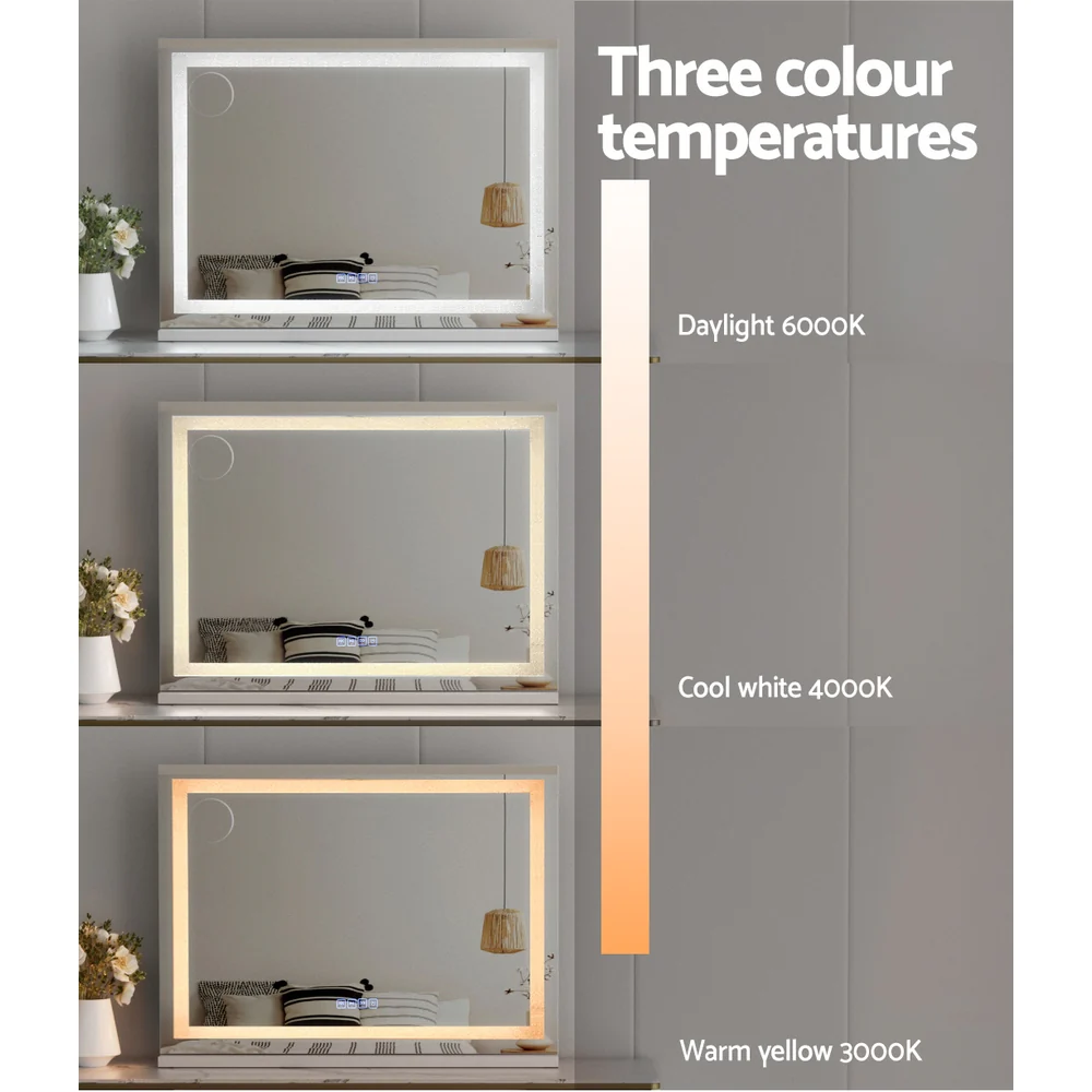 Bluetooth Makeup Mirror 80x58cm Crystal Hollywood with Light LED Vanity - Nurns