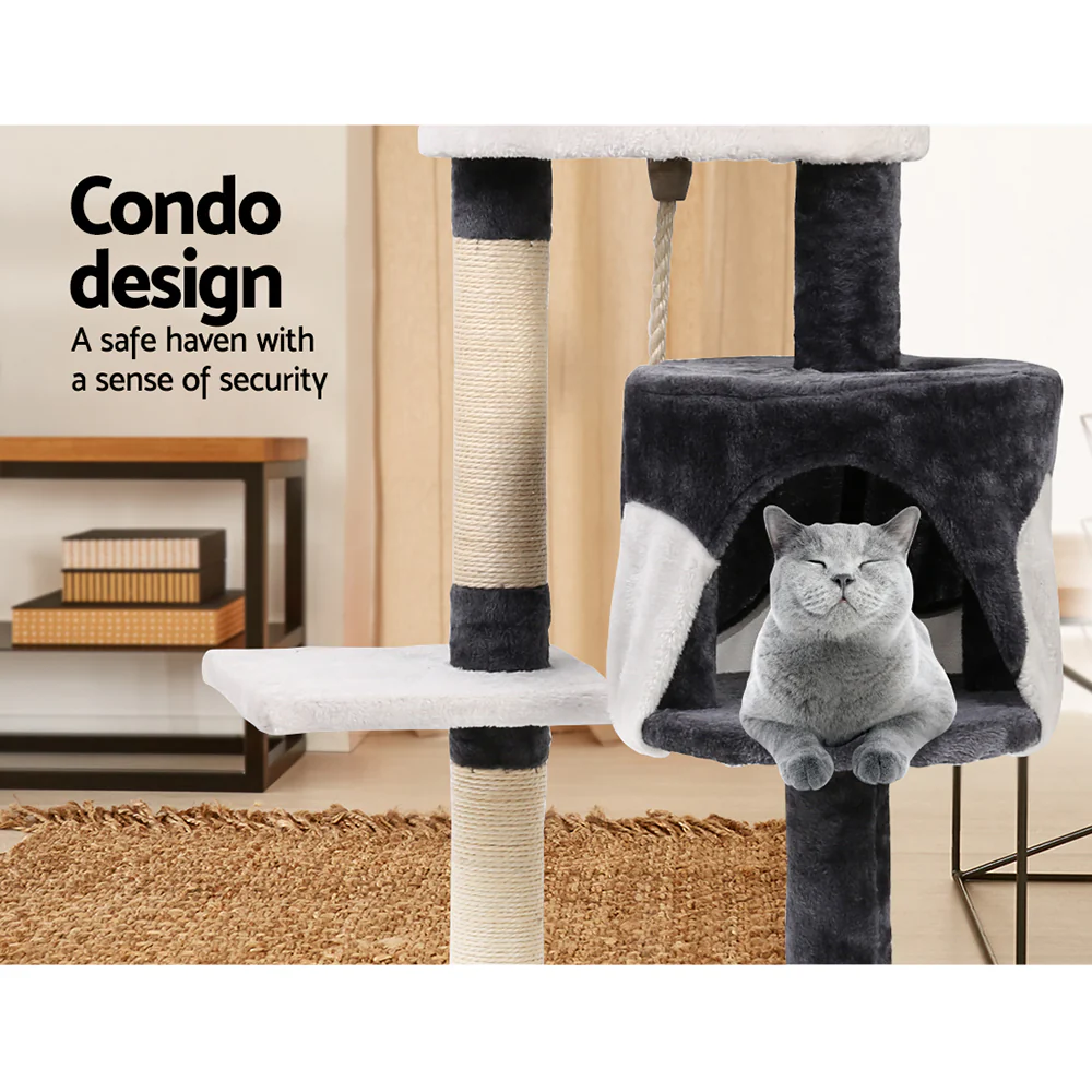 Cat Tree 112cm Trees Scratching Post Scratcher Tower Condo House Furniture Wood - Nurns