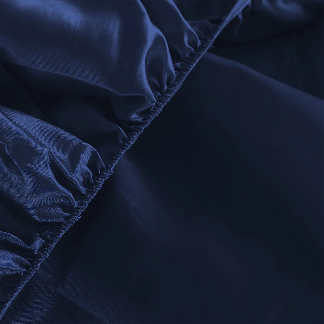 Single Dreamz Silky Satin Sheets Fitted Flat Blue - Nurns