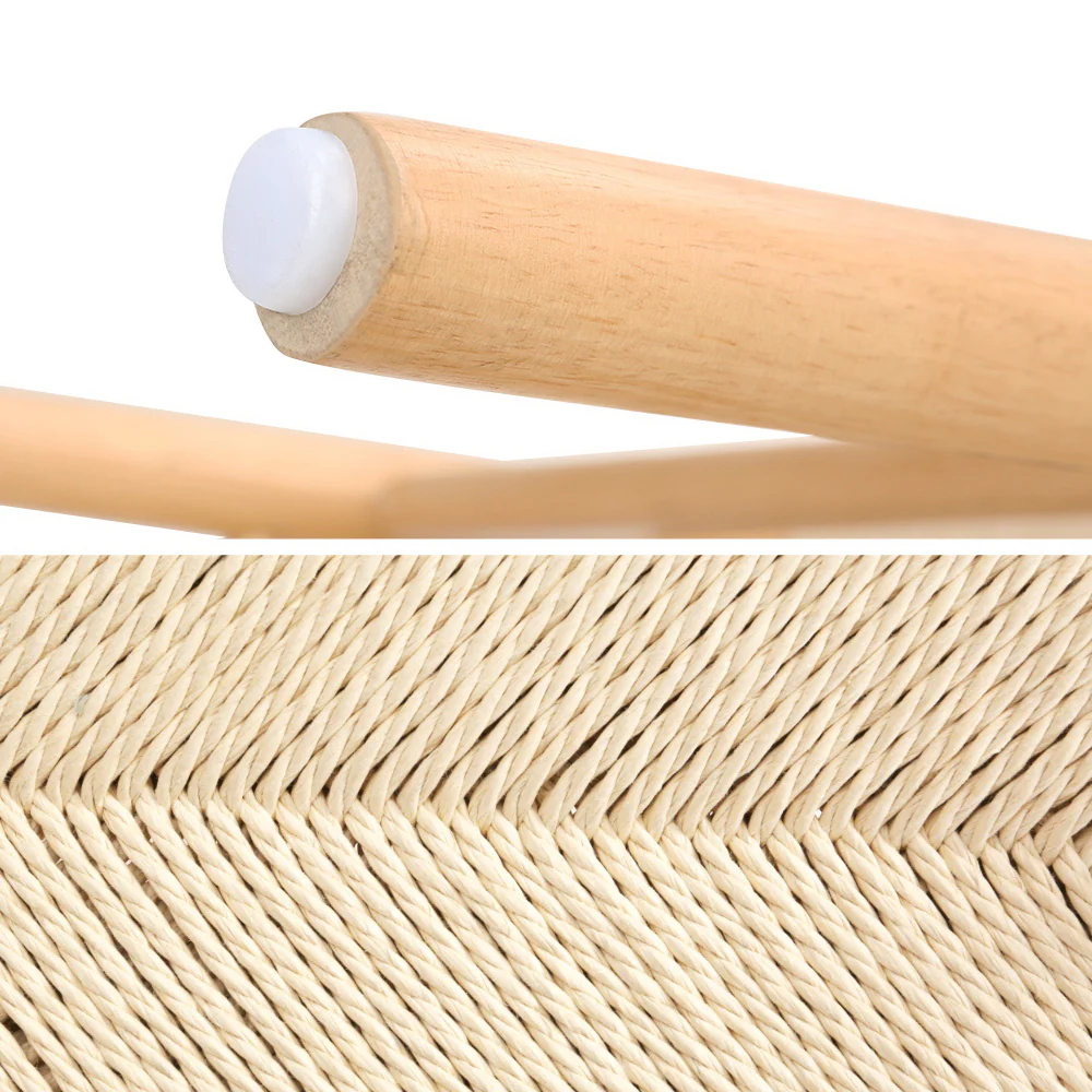 Maud Dining Chairs Wooden Kraft Paper Seat Wishbone Back - Natural Wood - Nurns