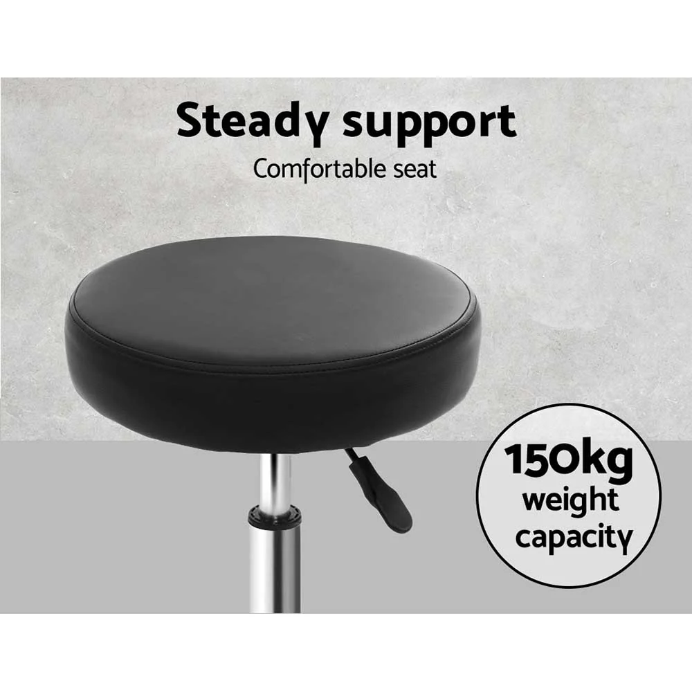 Set of 2 Salon Stool Round Swivel Chair Black - Nurns