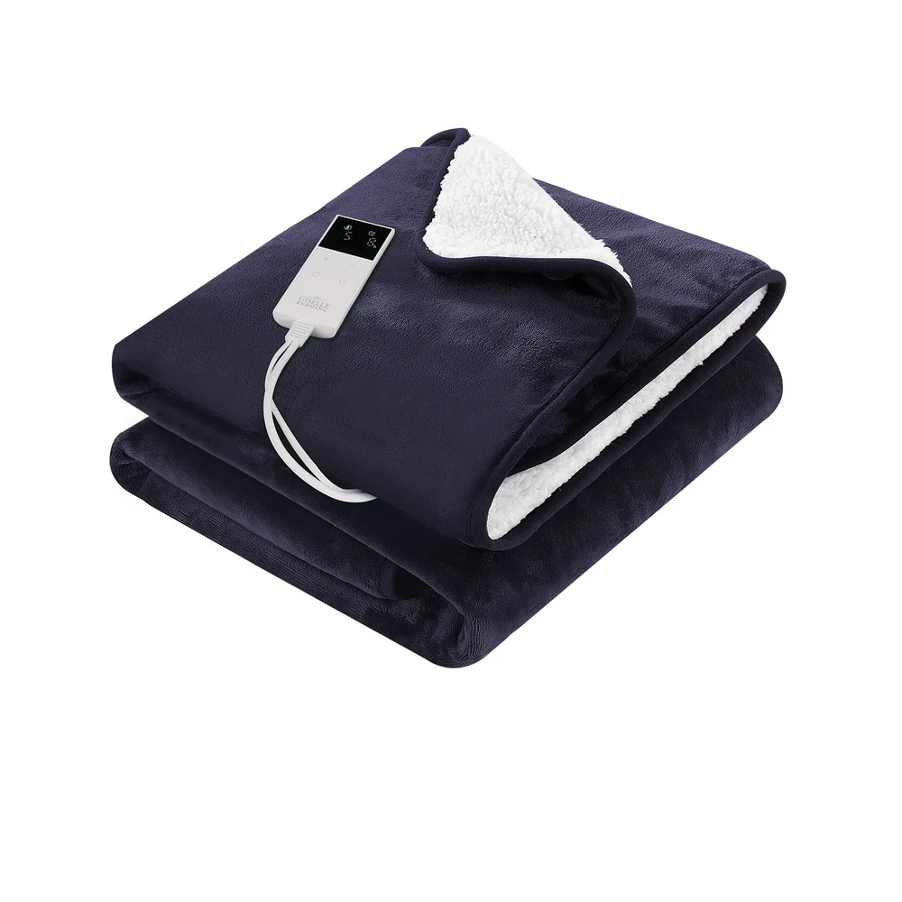 Wendy Throw Soft Blanket Electric Throw Rug Heated Blanket Fleece - Navy Blue - Nurns