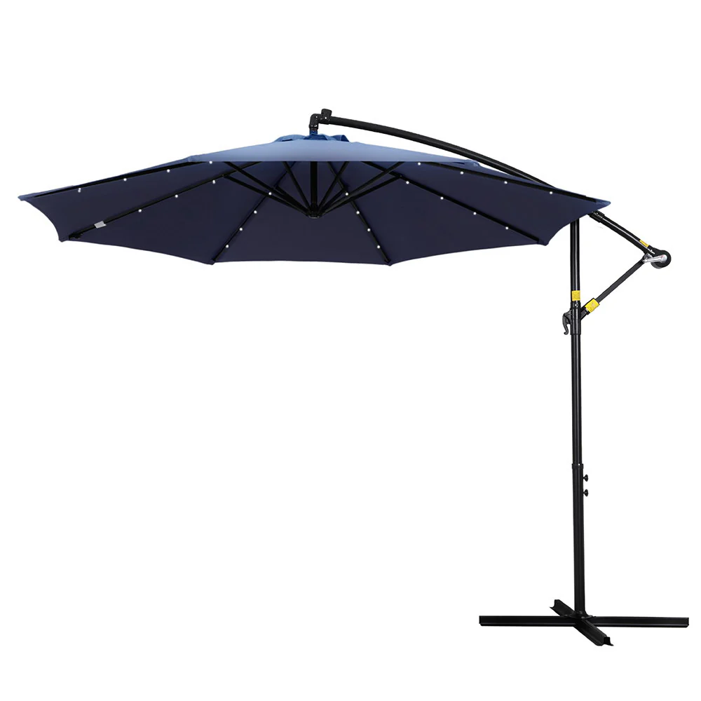 Instahut Outdoor Umbrella 3M Cantilever Beach LED Umbrellas Garden Shade Patio - Nurns