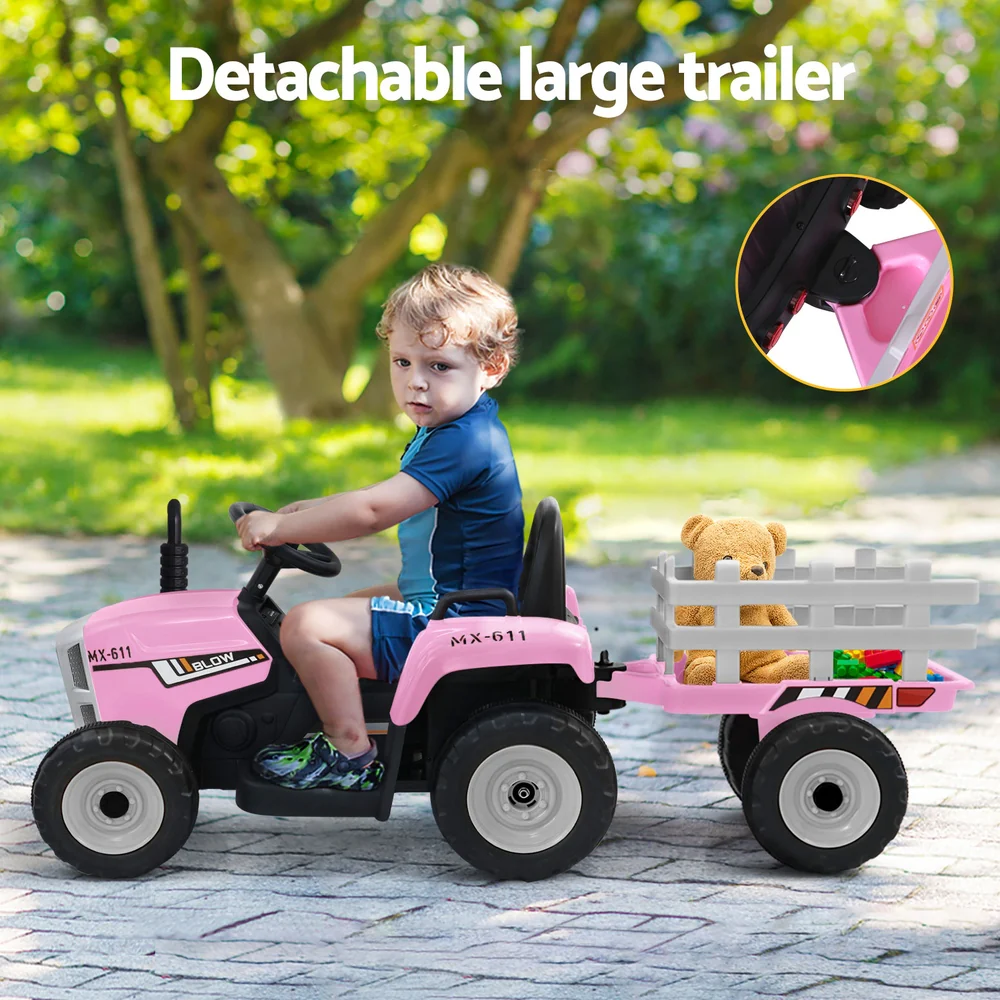 Kids Electric Ride On Car Tractor Toy Cars 12V - Pink - Nurns