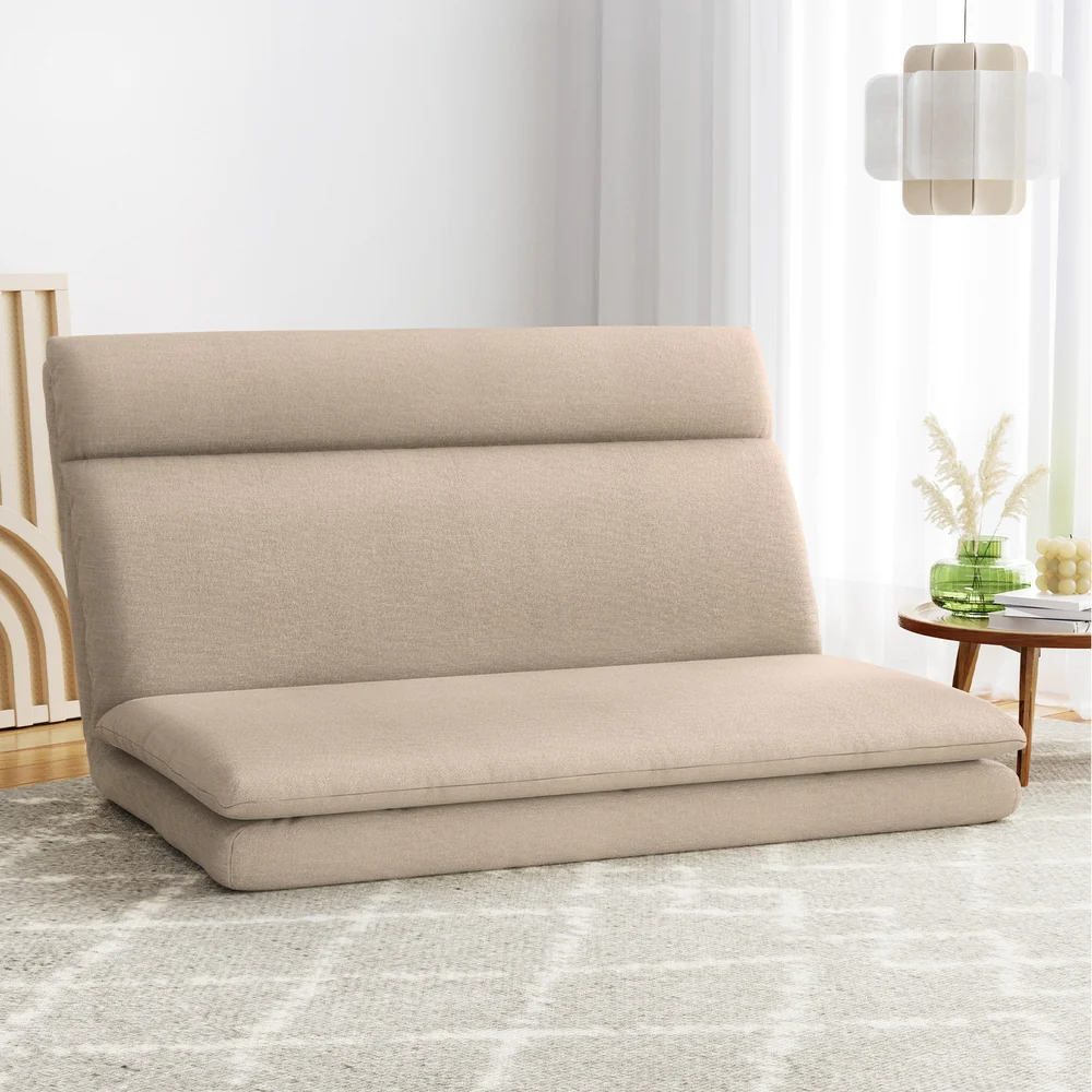 Mylene 2-Seater Floor Chair Sofa Linen - Beige - Nurns
