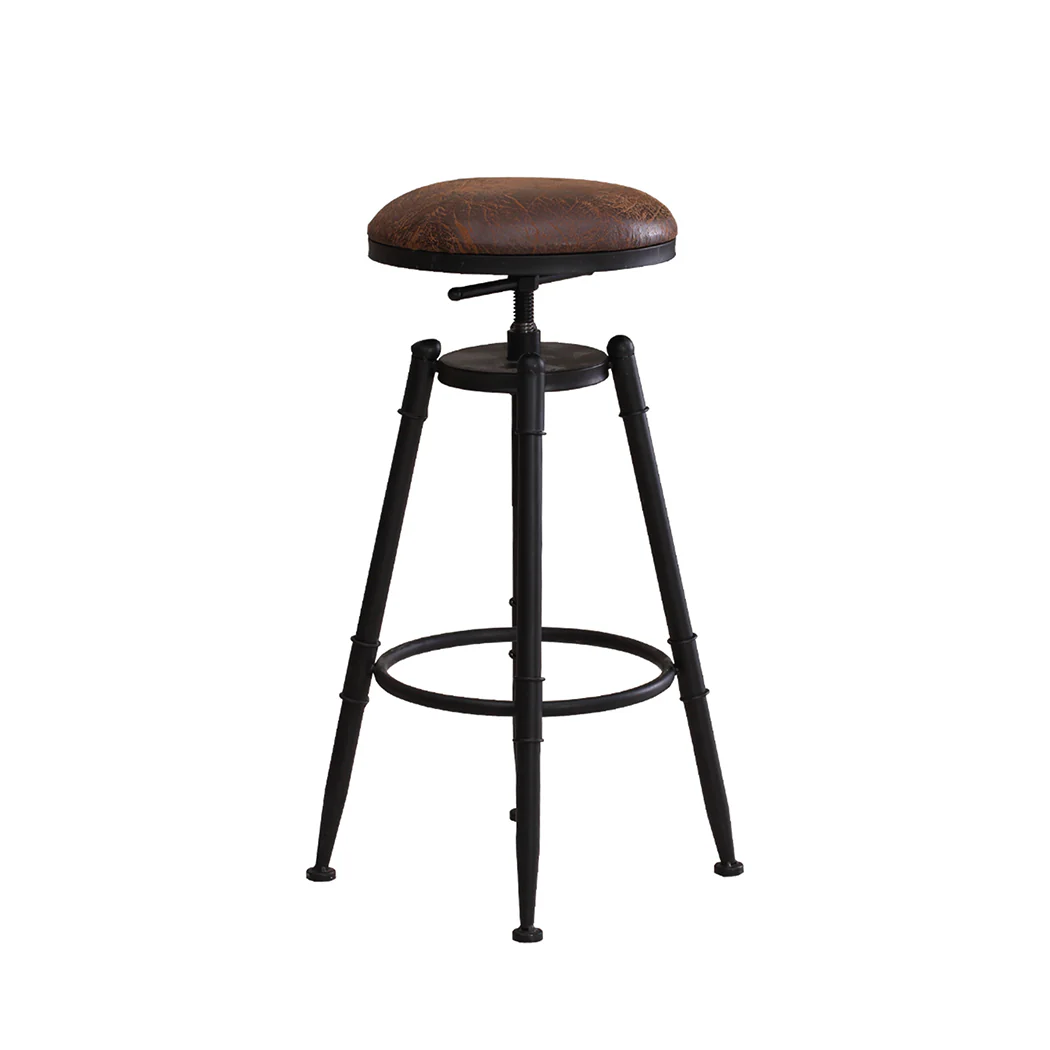 Set of 2 Trieste Rustic Industrial Bar Stool Kitchen Stool Barstool Swivel Dining Chair - Wood - Nurns