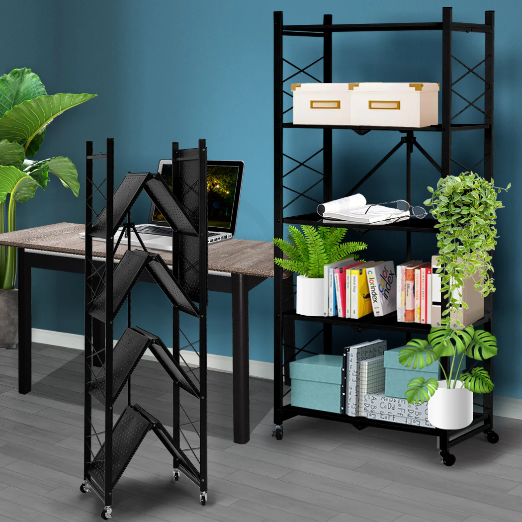 Levede Foldable Storage Shelf Display Black 5 Tiers - Nurns