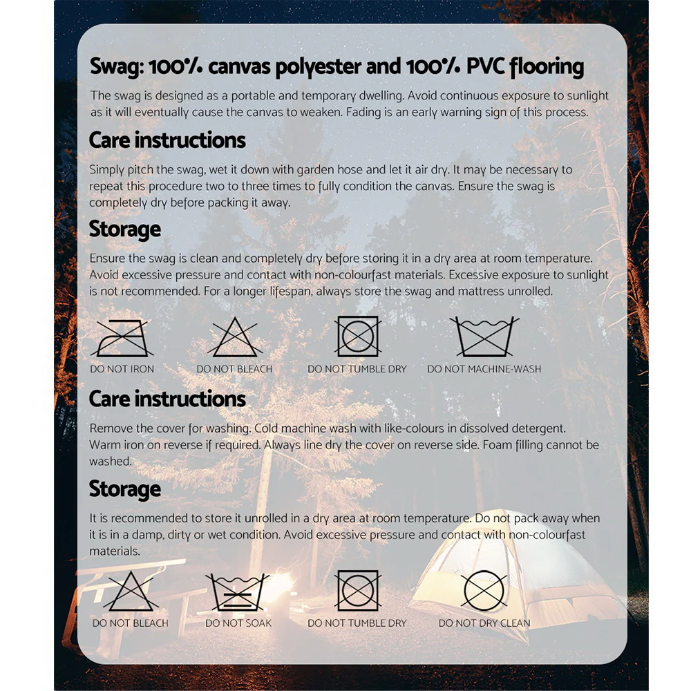 King Single Swag Camping Swags Canvas Free Standing Dome Tent Grey - Nurns