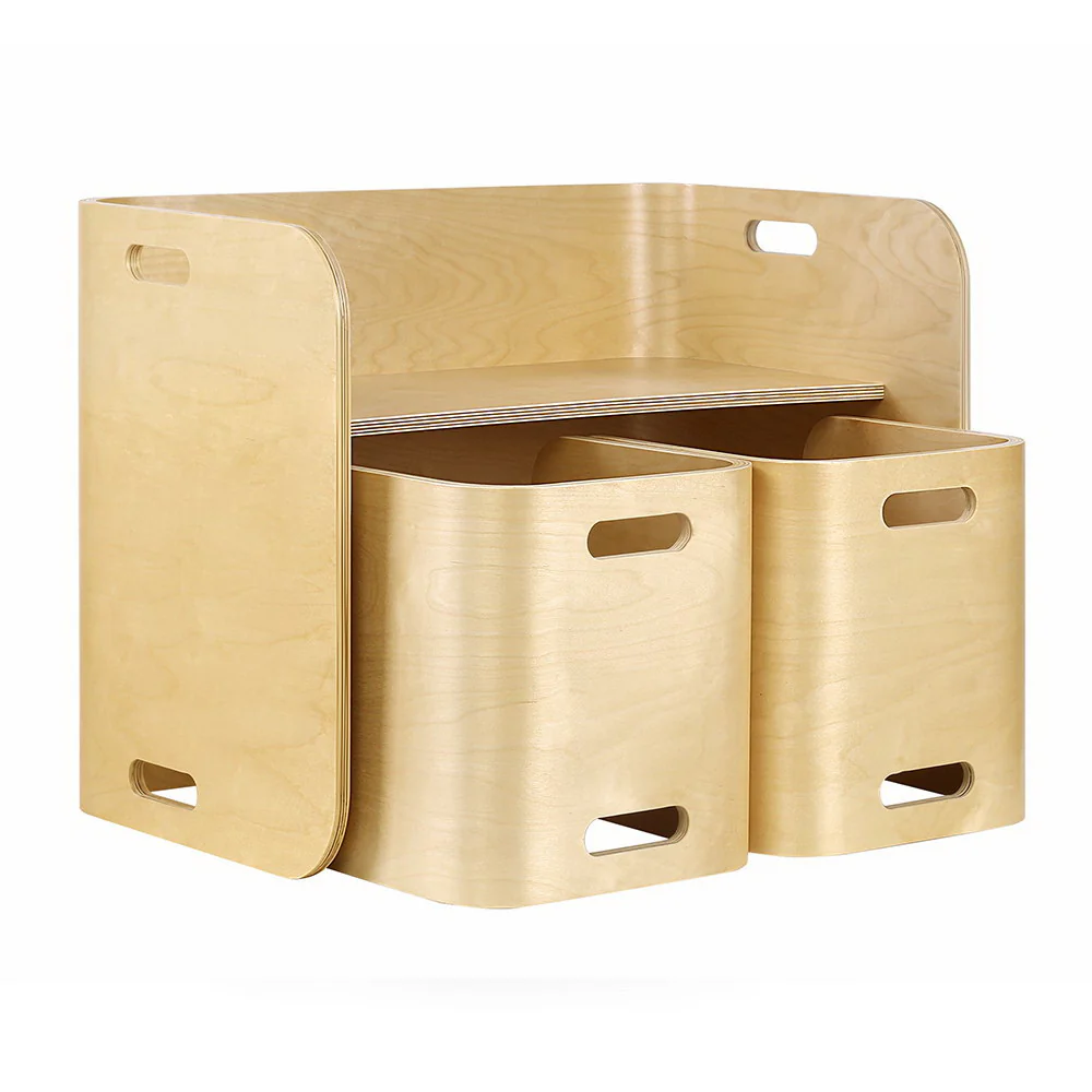 Pathy 3-Piece Kids Table & Chairs Set Nordic Desk Activity Compact Children - Wood - Nurns