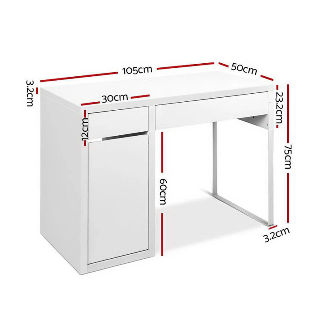 Artiss Computer Desk Drawer Cabinet White - Nurns