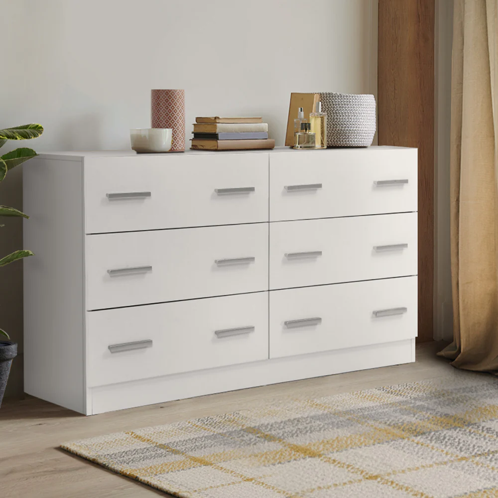 Artiss 6 Chest of Drawers - White - Nurns