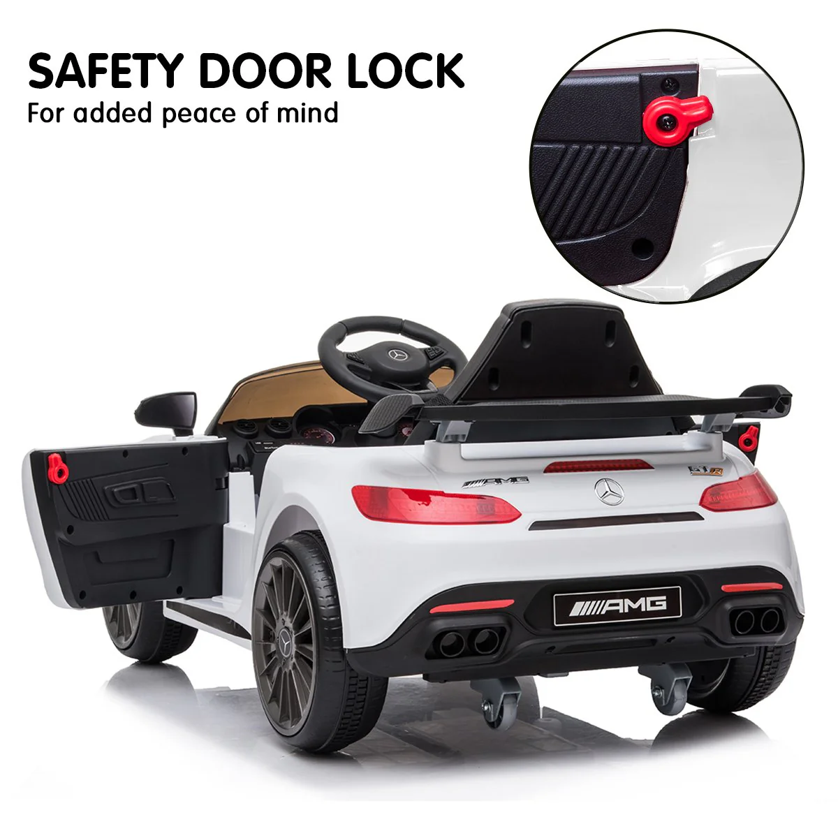 Mercedes Benz Licensed Kids Electric Ride On Car Remote Control - White - Nurns