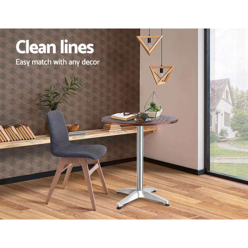 Arjun Outdoor Bar Table Furniture Wooden Cafe Table Aluminium Adjustable Round - Brown - Nurns