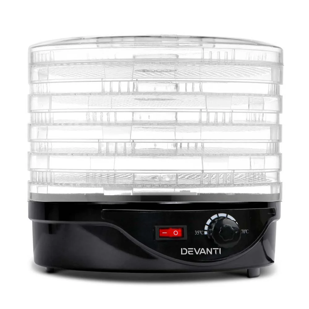 Devanti 5 Trays Food Dehydrator Fruit Dehydrators Pet Beef Jerky Dryer Black - Nurns