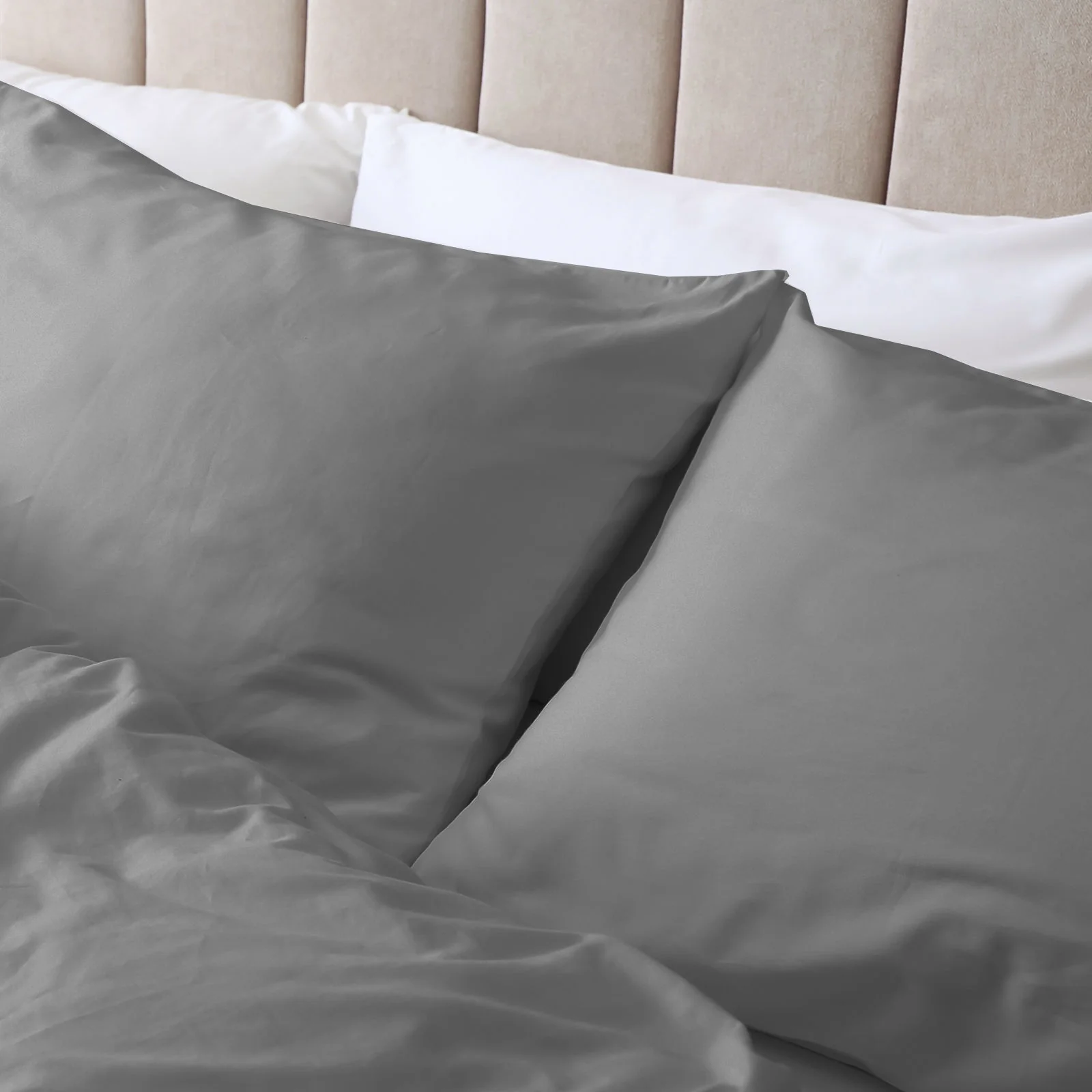 KING 1000TC Cotton Blend Quilt Cover Pillowcase Set - Charcoal - Nurns