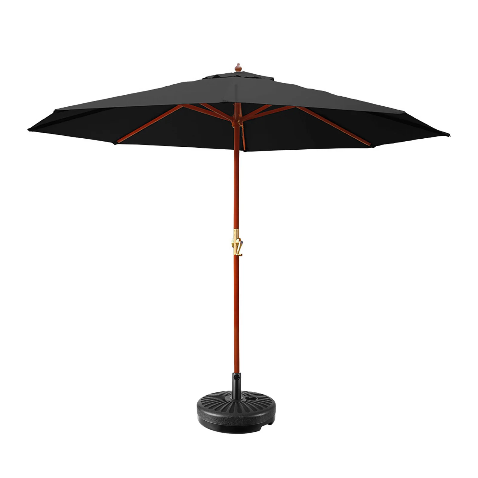 Instahut 3m Outdoor Umbrella w/Base Pole Umbrellas Garden Sun Stand Deck Black - Nurns