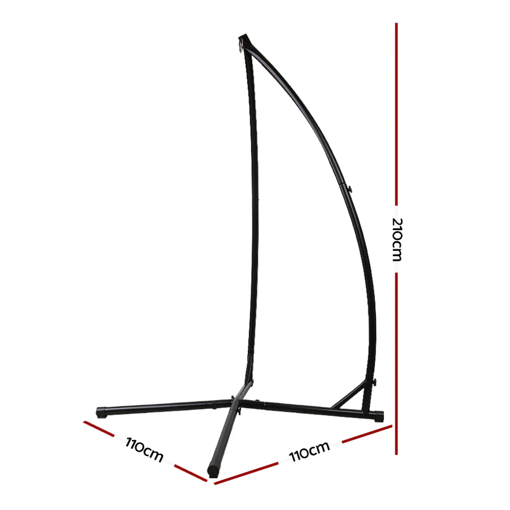 Hammock Chair Steel Stand Outdoor Furniture Heavy Duty - Black - Nurns