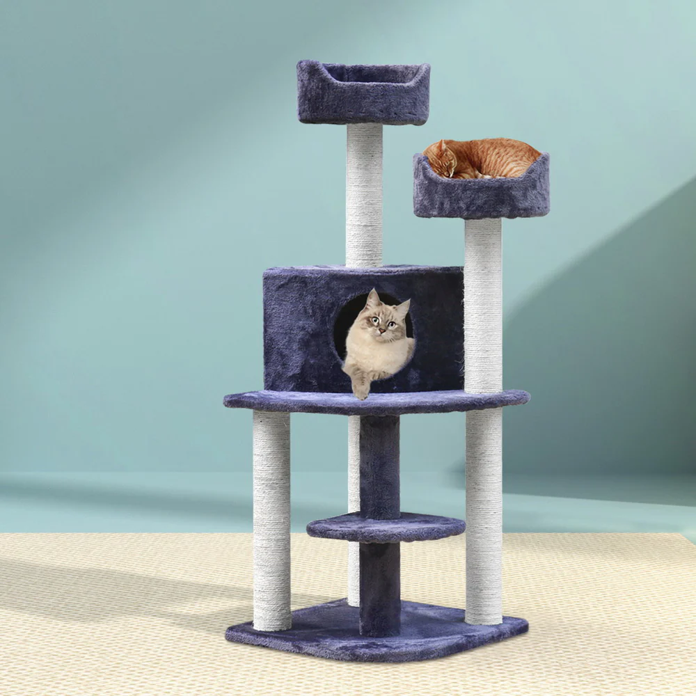 Cat Tree Trees Scratching Post Scratcher Tower Condo House Grey 126cm - Grey - Nurns