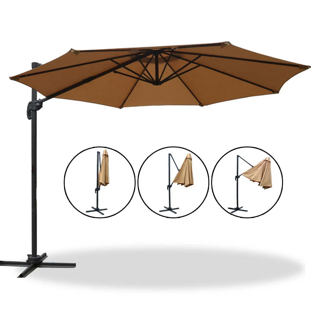 Instahut 3m Outdoor Umbrella Cantilever 360 Degree Tilt Beach Roma Beige - Nurns