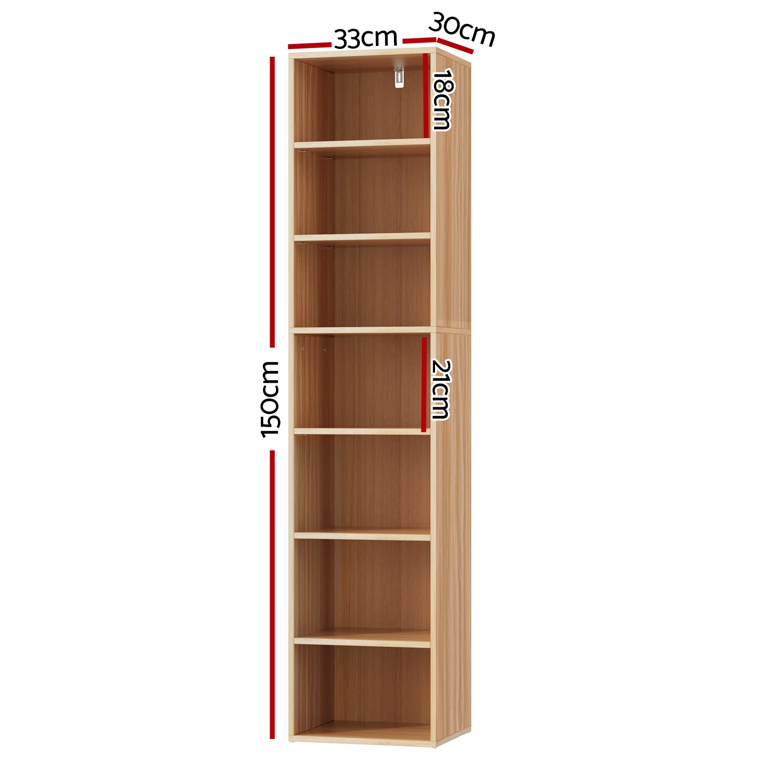 Artiss Bookshelf 7 Tiers Milo Pine - Nurns