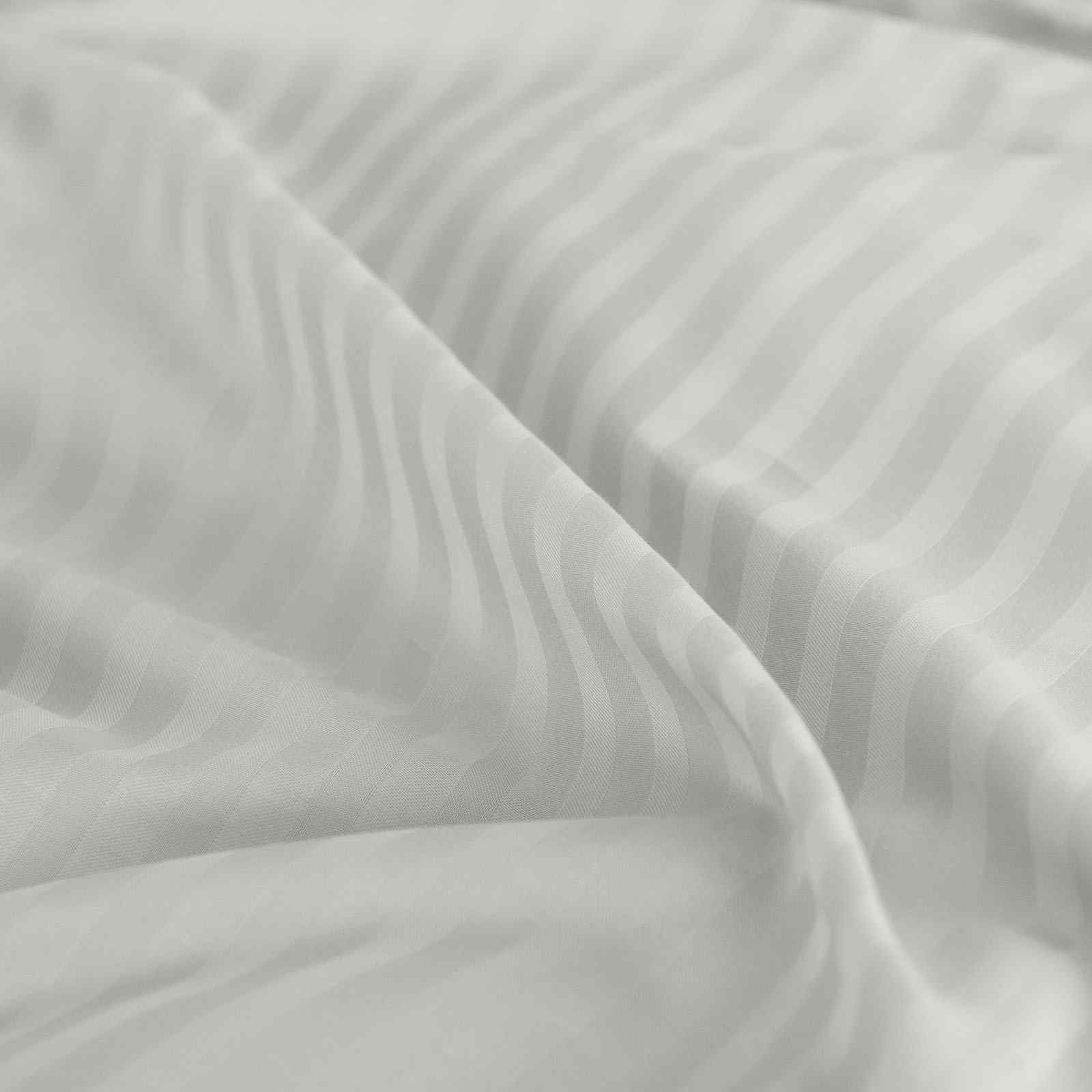QUEEN 1200 Thread Count Stripe Cotton Blend Quilt Cover Sets - Silver - Nurns