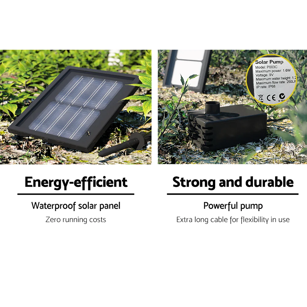 Solar Water Feature 3-Tier Fountain with Pump Kit Bird Bath 93cm - Ivory - Nurns