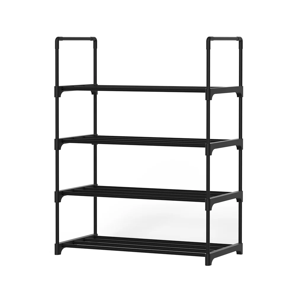 Artiss Shoe Rack Cabinet Stackable 4-tier 12 Pairs Black - Nurns