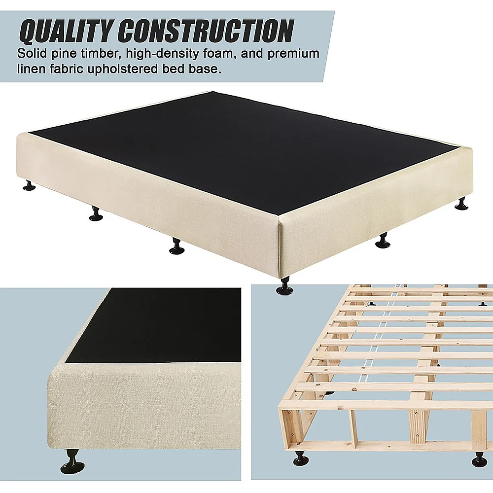 Aisha Ensemble Bed Base Linen Fabric - Natural Sand Queen - Nurns