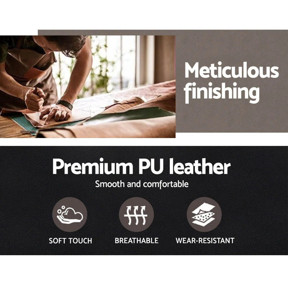 Artiss Wooden Office Chair Leather Seat Black - Nurns