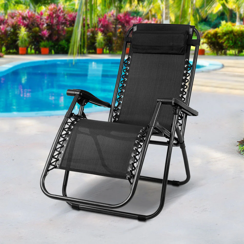 Loughton Zero Gravity Folding Recliner Outdoor Chair - Black - Nurns