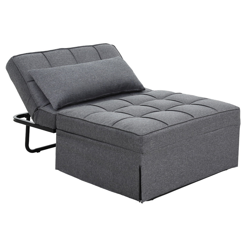 Miya Sofa Bed Ottoman Pillow Folding Linen - Grey - Nurns