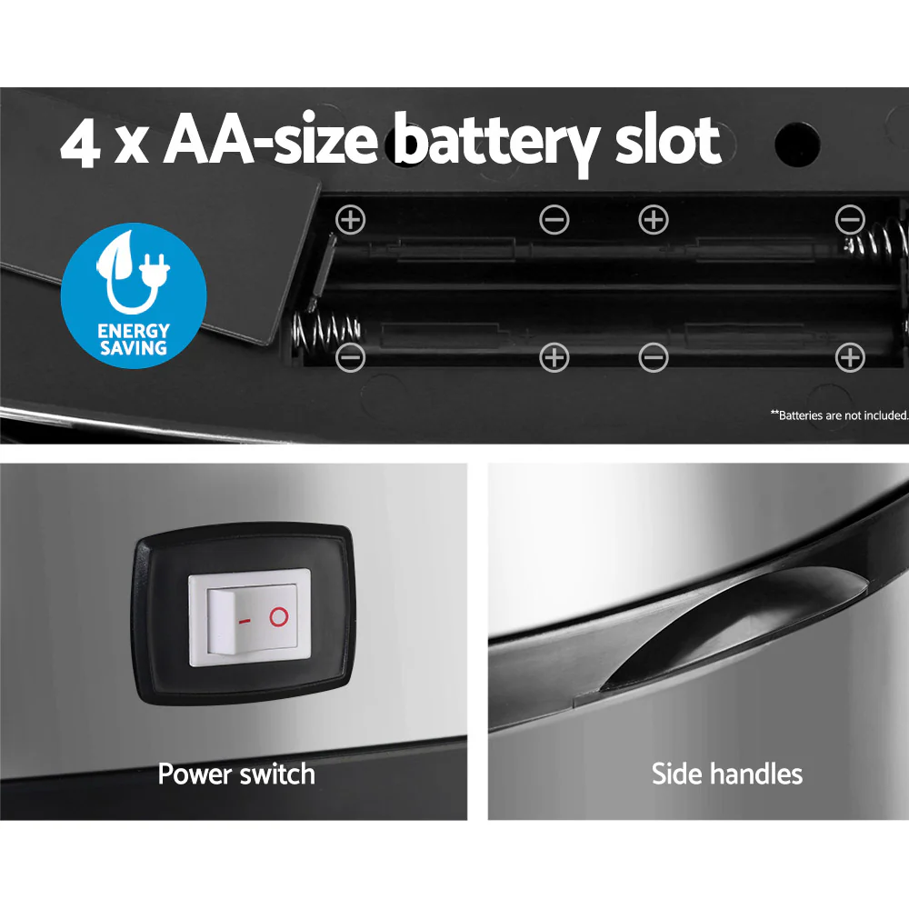 68L Stainless Steel Motion Sensor Rubbish Bin - Nurns